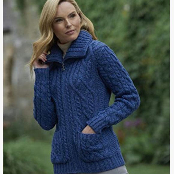 Aran Crafts Sweaters - Aran Crafts 100% Merino Wool Zip Up Sweater